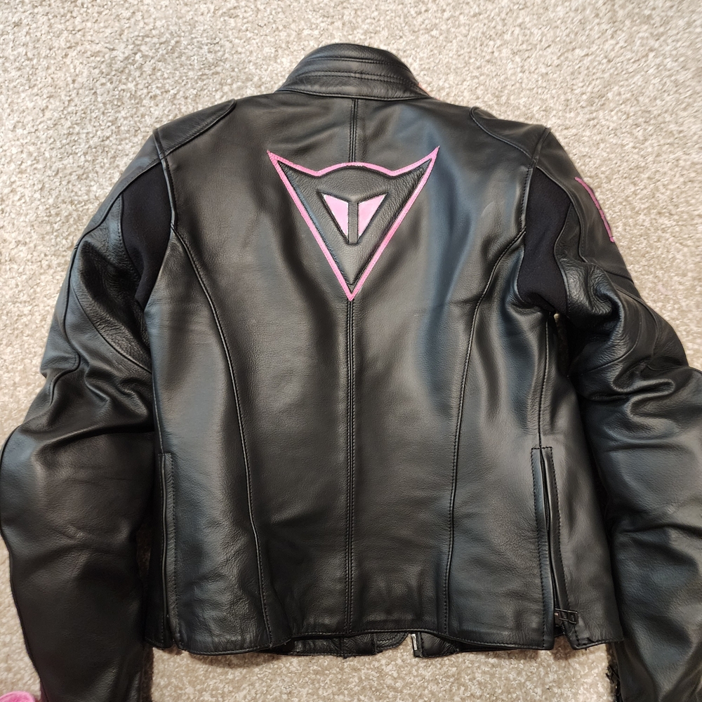 Dainese Women's Black Leather Jacket with Pink Accents - Picture 5 of 12